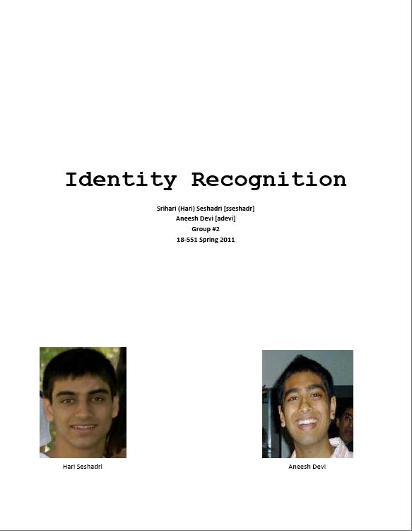 Final Report for Face Recognition Project